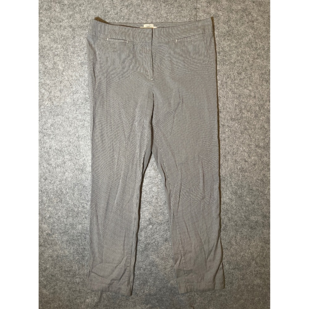 Talbots Signature Women 6 Striped Ankle Pants Blue White Slim Leg Seersucker